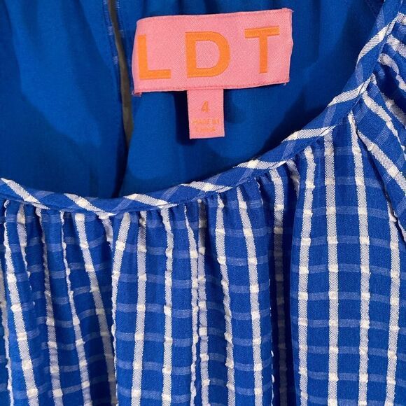 NWT LDT Blue and White Checkered Shift Dress - Picture 5 of 11